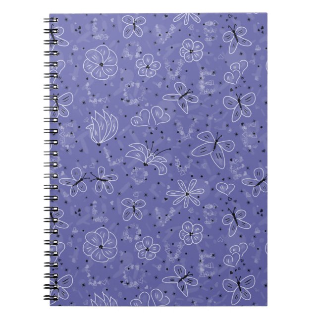 Carnet Papillon AMOUR - motif sans couture. (Devant)