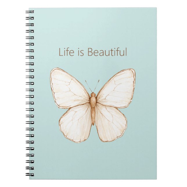 Carnet Papillon Aqua Menthe Bleu Crème Marron (Devant)