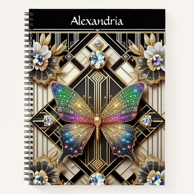 Carnet Papillon Arc-en-Ciel Art Déco (Devant)