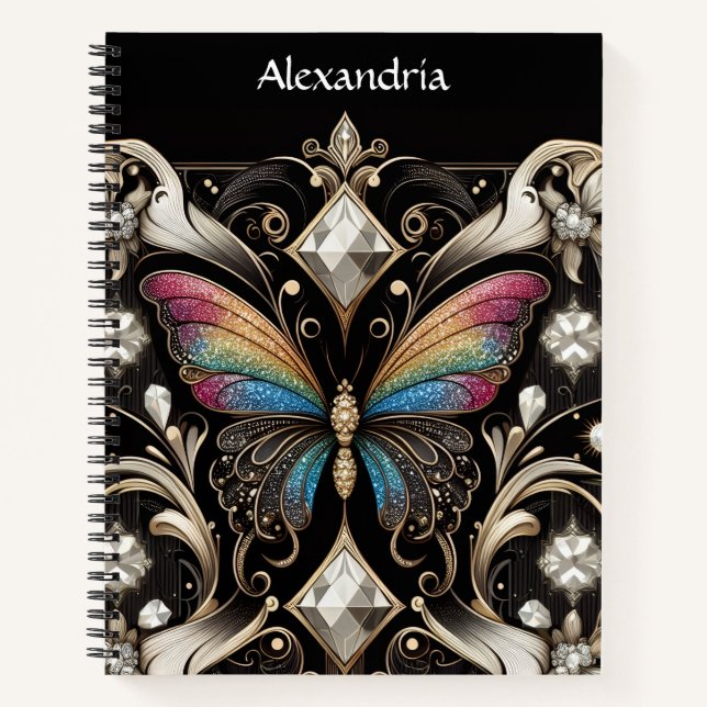 Carnet Papillon Arc-en-ciel Art Déco (Devant)