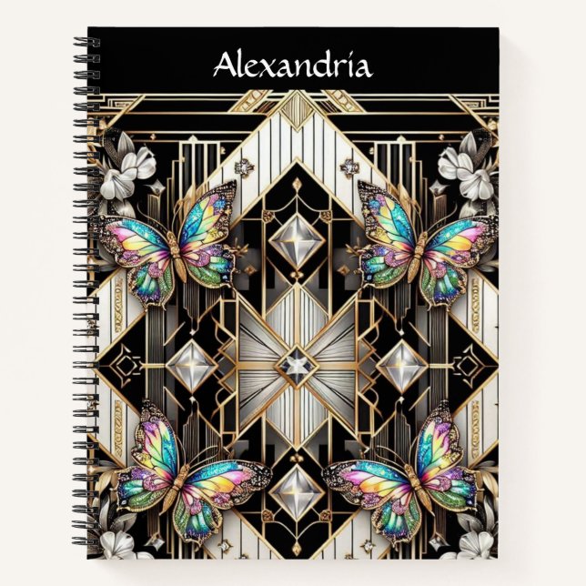 Carnet Papillon Arc-en-ciel Art Déco (Devant)