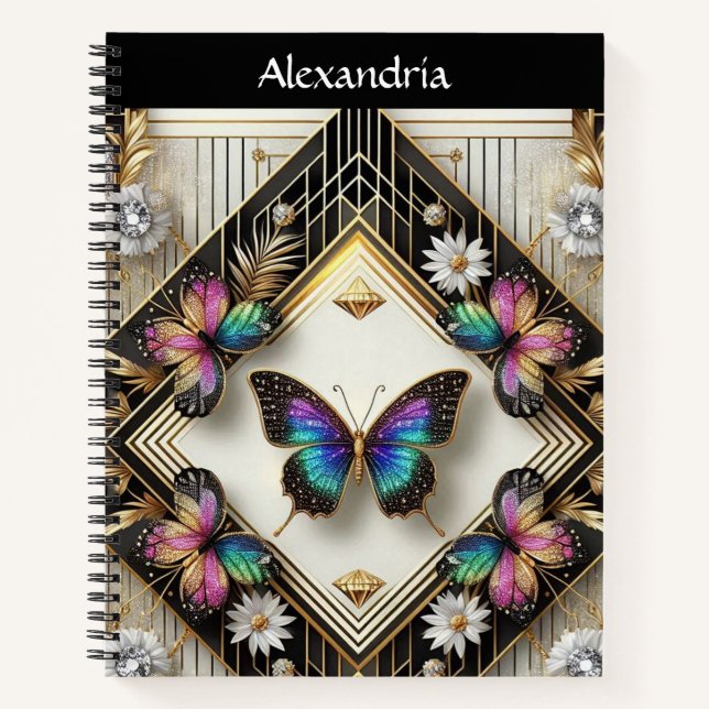 Carnet Papillon Arc-en-ciel Art Déco (Devant)