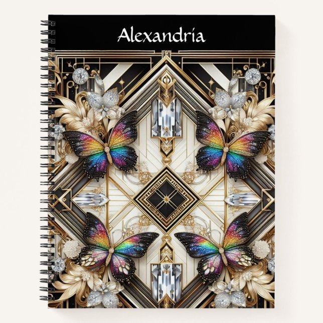 Carnet Papillon Arc-en-ciel Art Déco (Devant)