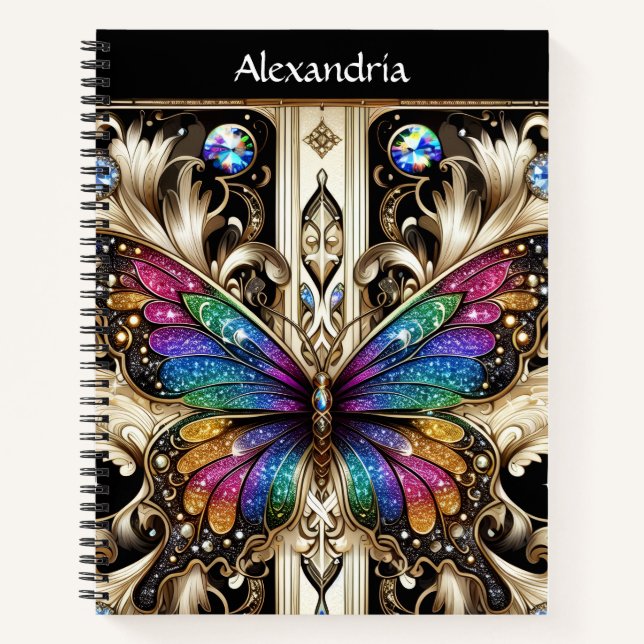 Carnet Papillon Arc-en-ciel Art Déco (Devant)