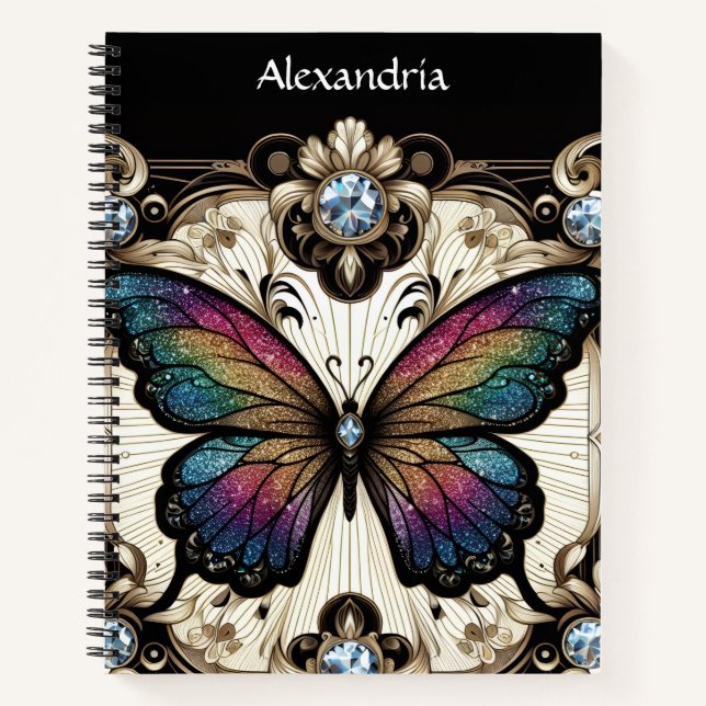 Carnet Papillon Arc-en-ciel Art Déco (Devant)