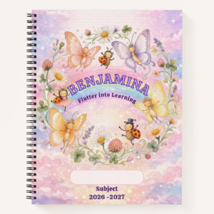 Carnet Papillon Arc-en-ciel École Enchantée Fille Florale