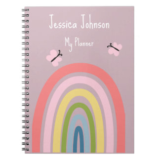 Carnet Papillon arc-en-ciel rose mignon