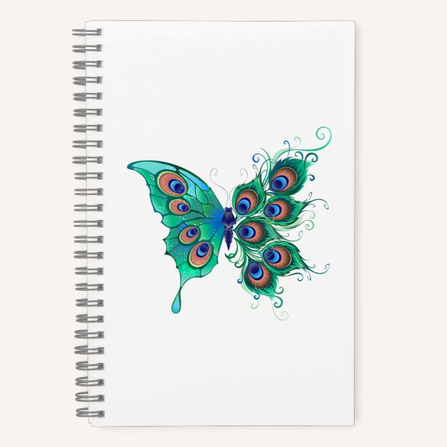 Carnet Papillon aux plumes de paon vert (Recto)