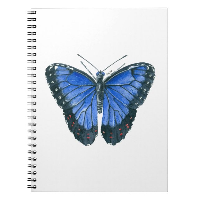 Carnet Papillon bleu Morpho aquarelle peinture (Devant)