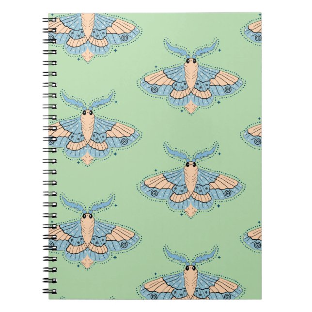 Carnet Papillon Céleste Fantaisiste — Bleu Douce et Pêche (Devant)
