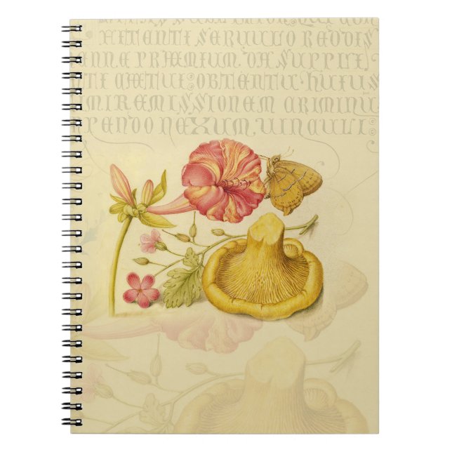 Carnet Papillon, champignon et aquarelle de fleurs (Devant)