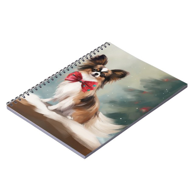 Carnet Papillon Chien dans la neige de Noël  (Côté gauche)