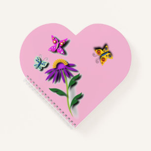 Carnet Papillon coloré et Fleur