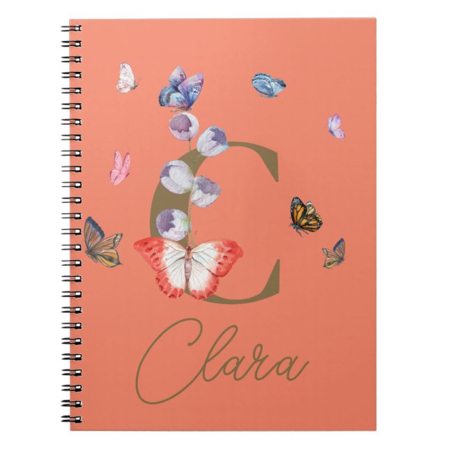 Carnet Papillon coloré Floral cadeau personnalisé (Devant)