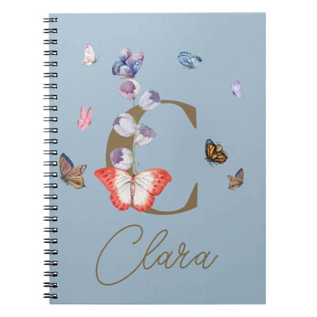 Carnet Papillon coloré Floral cadeau personnalisé (Devant)