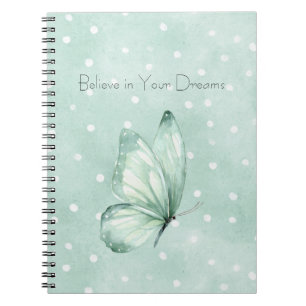 Carnet Papillon Croire Points Blancs Menthe