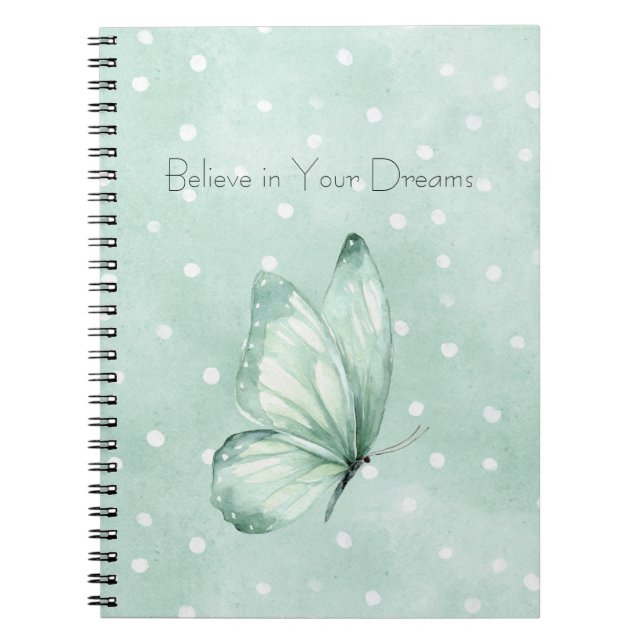 Carnet Papillon Croire Points Blancs Menthe (Devant)