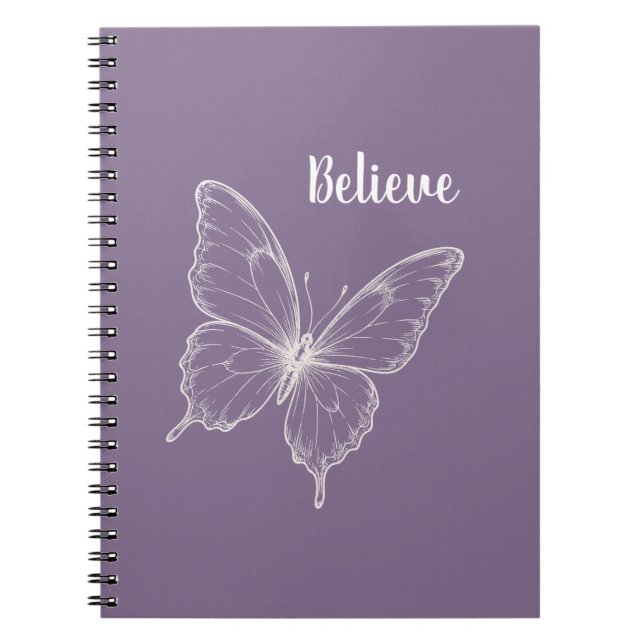 Carnet Papillon Croire Violet (Devant)