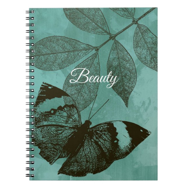 Carnet Papillon de Beauté aux Feuilles Vertes (Devant)