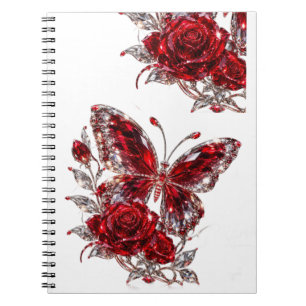 Carnet Papillon de cristal de rubis et rose