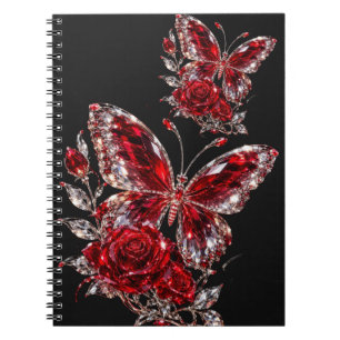 Carnet Papillon de cristal de rubis et rose