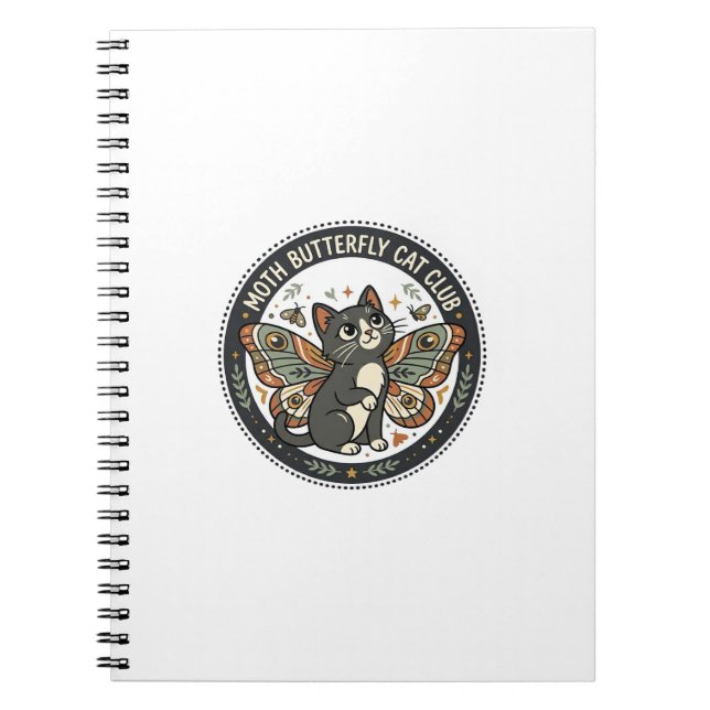 Carnet Papillon de nuit Chat POD Art Vectoriel - Papillon (Devant)