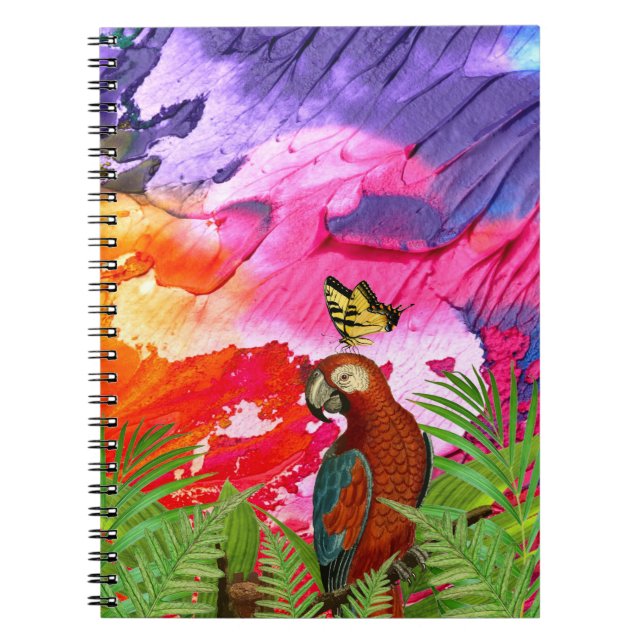 Carnet Papillon de perroquet d'art moderne multicolore (Devant)