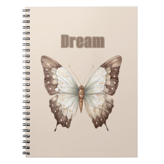 Carnet Papillon de rêve brun blanc (Devant)