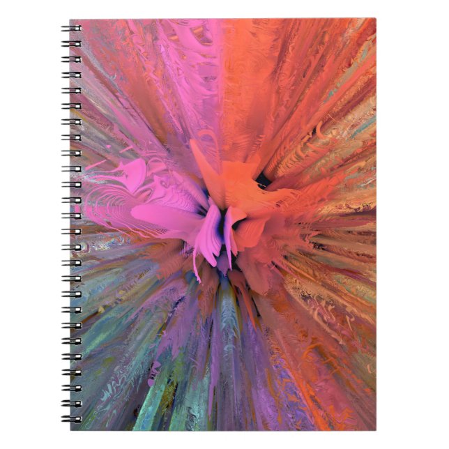 Carnet Papillon d'énergie rose, art fractal (Devant)