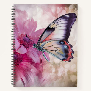 Carnet Papillon Dreamy aux fleurs roses