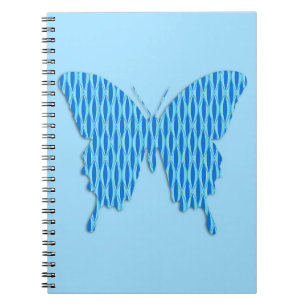 Carnet Papillon en impression abstraite - nuances de bleu