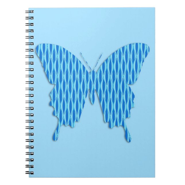 Carnet Papillon en impression abstraite - nuances de bleu (Devant)