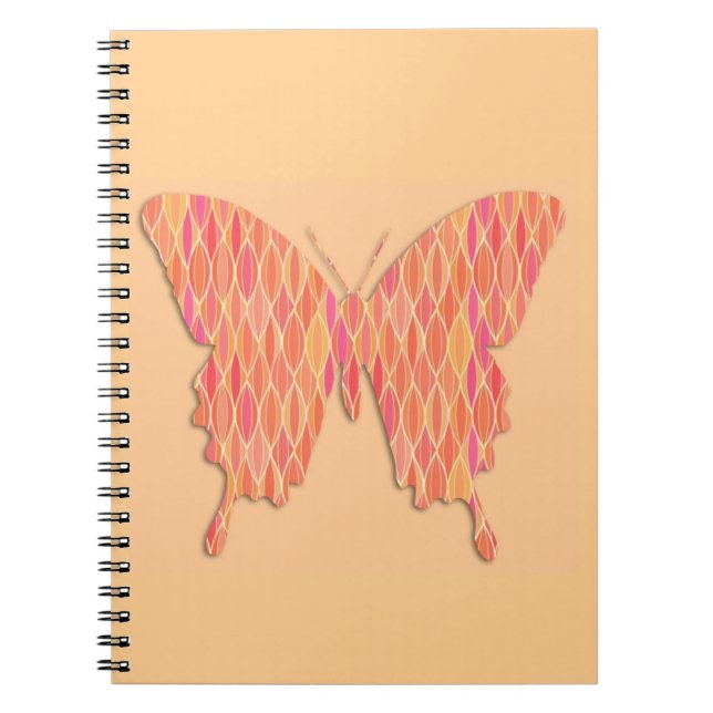 Carnet Papillon en imprimé abstrait - nuances d'orange (Devant)