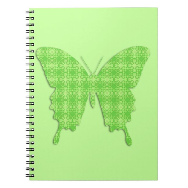 Carnet Papillon en papier peint - vert citron (Devant)