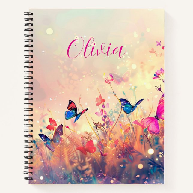 Carnet Papillon et aquarelle Fleur sauvage Notes de feuil (Devant)