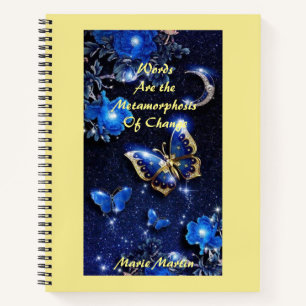 Carnet Papillon et lune diamant d'or