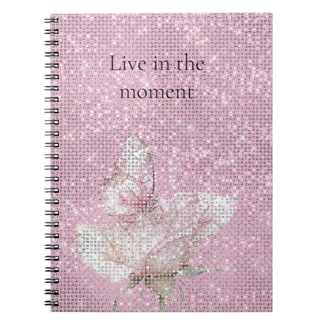 Carnet Papillon Étincelant Rose Rose Pâle  (Devant)