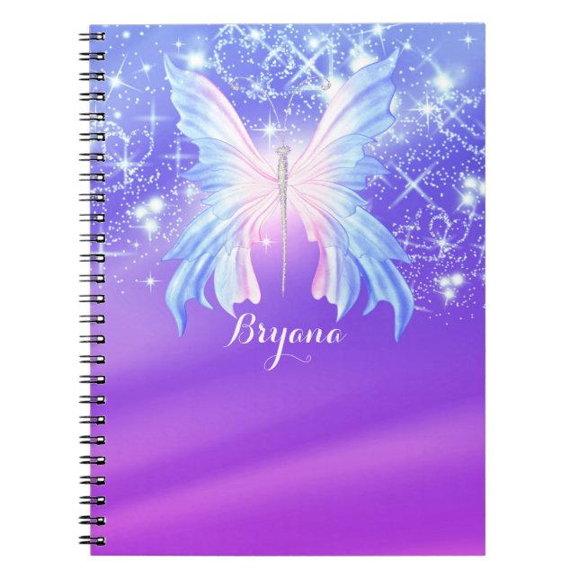 Carnet Papillon Fantaisie Rose Et Violet Étincelle (Devant)