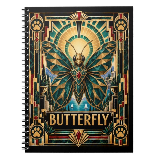 Carnet Papillon, faune Art déco (Devant)
