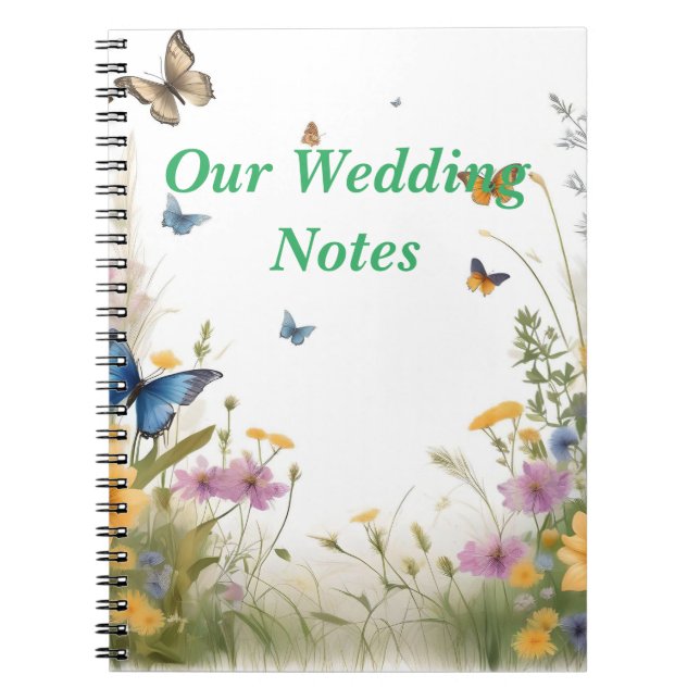 Carnet Papillon Fleur sauvage Aquarelle, Wedding planner (Devant)
