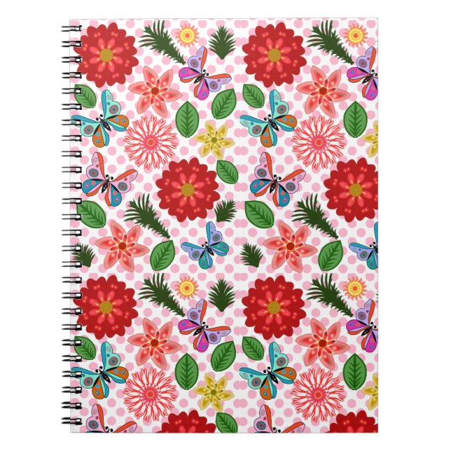 Carnet Papillon Floral de Jardin de Printemps Moderne  (Devant)