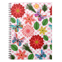 Carnet Papillon Floral de Jardin de Printemps Moderne 