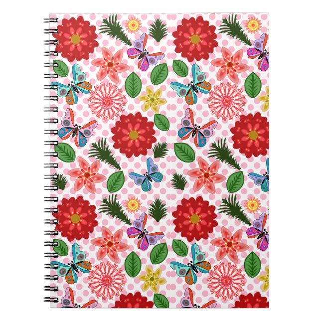 Carnet Papillon floral de jardin printanier moderne  (Devant)