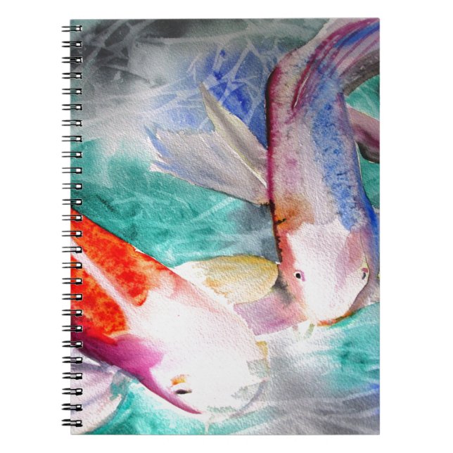 Carnet Papillon Koi aquarelle Art de poisson japonais (Devant)