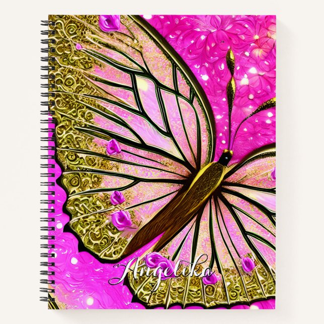 Carnet Papillon Monarch Élégant Moderne Monogrammé (Devant)
