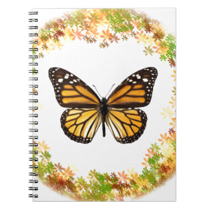 Carnet Papillon monarque en cadre feuille