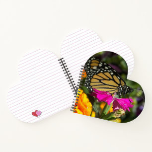 Carnet Papillon Monarque sur Fleur de Souci Rose
