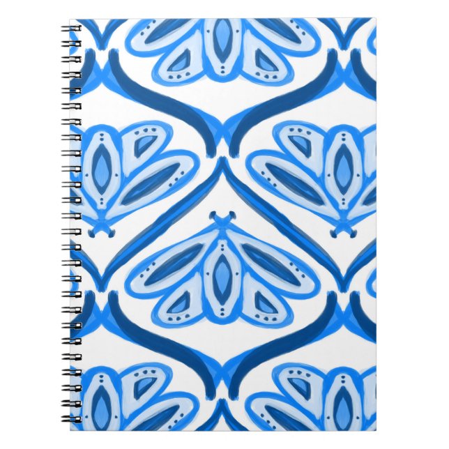 Carnet Papillon Moth Blue Aquarelle Semble Blanc Joli  (Devant)
