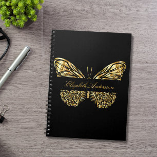 Carnet Papillon noir or élégant nom