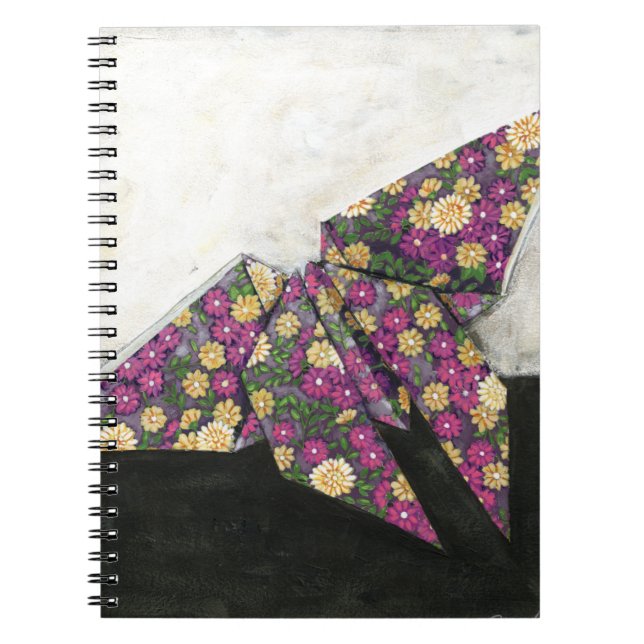 Carnet Papillon Origami sur papier floral (Devant)